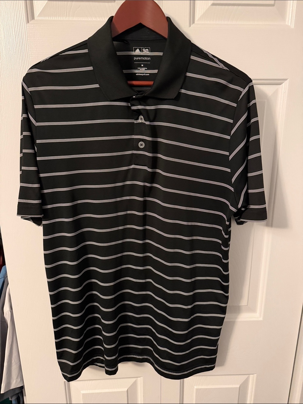 adidas Black Polo with White Horizontal Stripes
